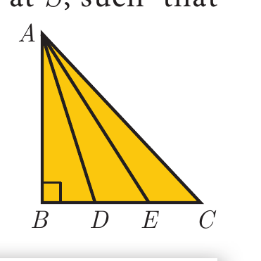 Right triangle ABC with D, E trisecting BC