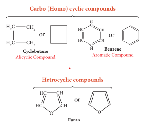 Figure 11.1: depicts the classification of organic compounds based on the pattern of carbon arrangements and their bonding in organic compounds.
