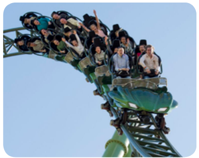 Figure 1.10: A person in a moving lift_
Let us consider a person of mass m, who is travelling in lift. The actual weight of the person is
$$W = mg$$which is acting vertically downwards. The reaction force exerted by the lift’s surface
$$\mathbf{R}$$, taken as apparent weight is acting vertically upwards.
Let us see different possibilities of the apparent weight ‘R’ of the person that arise, depending on the motion of the lift; upwards or downwards which are given in Table 1.2
Weightlessness#
Have you gone to an amusement park and taken a ride in a roller coaster? or in a giant wheel? During the fast downward and upward movement, how did you feel?
![