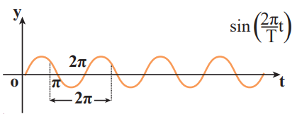 Figure 11.25 Graph of sinusoidal function \(y = A \sin(\omega t)\)