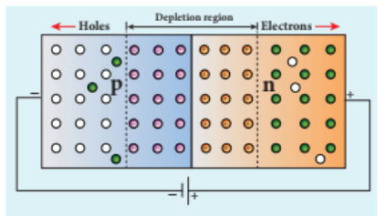 Figure 10.13 Schematic representation of a p-n junction diode under reverse bias