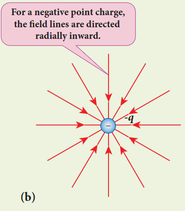 Figure 1.9 Electric field lines for isolated positive and negative charges