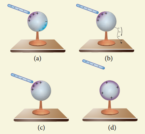Figure 1.47 Various steps in electrostatic induction