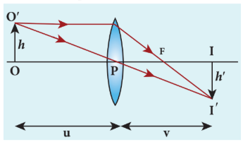 Figure 6.35 Lateral magnification in thin lens