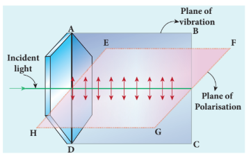 Figure 7.26 Plane of vibration and plane of polarisation